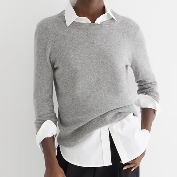 J. Crew - Cashmere Classic-Fit Crewneck Sweater (Gray) - Picture 2 of 6